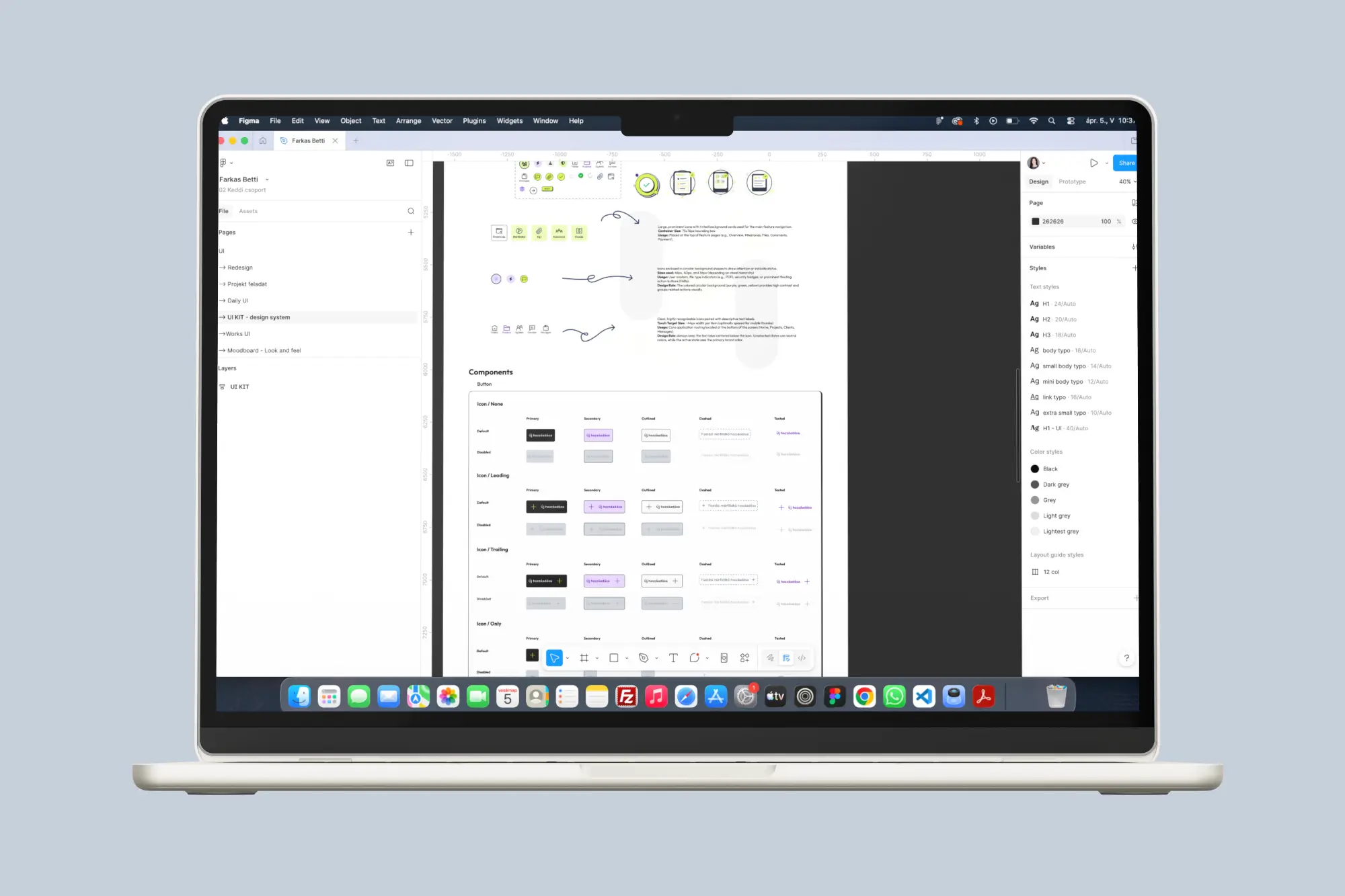 UX designer looking at a figma dashboard on a mac
